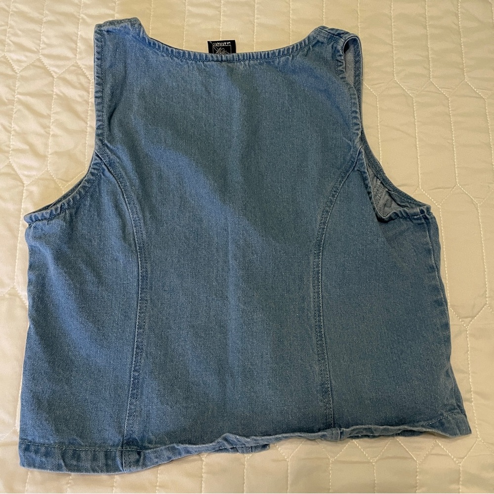 La Armario Lace Up Jean Vest Large - Picture 2 of 6